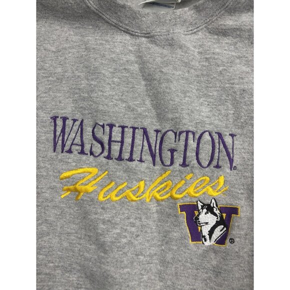 Washington Huskies Sweatshirt Mens Large Gray NCAA Crewneck Discus Athletic - Picture 2 of 8